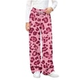thumbnail image 1 of OGLCCG Girl's Leopard Print Pants Elastic Waist Wide Leg Cheetah Pants Lightweight Baggy Trousers Size 14-15, 1 of 5