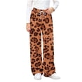 thumbnail image 1 of OGLCCG Girl's Leopard Print Pants Elastic Waist Wide Leg Cheetah Pants Lightweight Baggy Trousers Size 7-8, 1 of 5