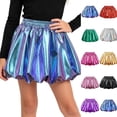 thumbnail image 1 of OGLCCG Girl's Metallic Bubble Skirt Dance Athletic Shiny Holographic Mini Skorts with Shorts Flared A-Line Short Skort,Size 10, 1 of 6