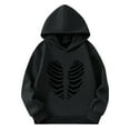 thumbnail image 1 of OGLCCG Girl's Oversized Fleece Hoodies Skeleton Print Long Sleeve Halloween Sweatshirt Loose Fit Fall Winter Pullover Tops 3-14 Years, 1 of 5