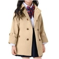 thumbnail image 1 of OGLCCG Girl's Trench Coat Double Breasted Notch Lapel Overcoat Outerwear School Uniform Windbreaker Jacket with Pockets for Girls 1-13 Years, 1 of 5