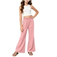 thumbnail image 1 of OGLCCG Girls 2 Piece Outfits 4-14 Years Kids Sleeveless Crop Tank Tops and Cotton Linen Flare Pants with Pockets Teens Summer Cute Clothes Sets, 1 of 7