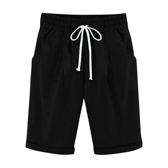 OGLCCG Girls Athletic Shorts Drawstring Cotton Linen Bermuda Shorts with Pockets Summer Elastic Waist Sports Shorts for Kids Teens 4-15 Years