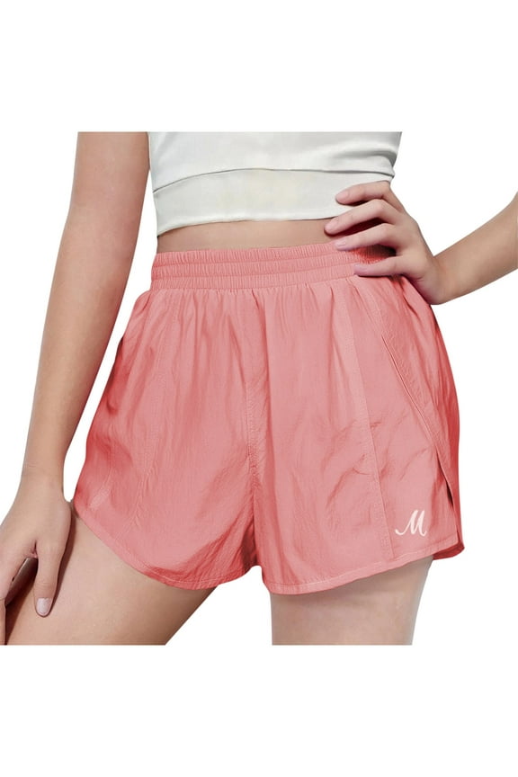 Girls Athletic Shorts with Pockets High Waisted Running Shorts with Pockets Soccer Gym Sports Active Short for Kids Size 6-16 Years