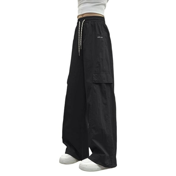 OGLCCG Girls Baggy Cargo Pants Elastic Waist Hip Hop Wide LegJogger Pants Casual Streetwear Parachute Trousers with Pockets 6-16 Years