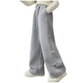 thumbnail image 1 of OGLCCG Girls Baggy Sweatpants Bow Drawstring Wide Leg Y2k Sweat Pants Casual Loose Elstic Waist Athletic Joggers Pants with Pockets 5-16 Years, 1 of 5