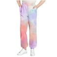 thumbnail image 1 of OGLCCG Girls' Baggy Sweatpants Elastic Waist Wide Leg Tie Dye Jogger Sweatpants with Pockets Loose Fit Fall Lounge Pants 3-15 Years, 1 of 5