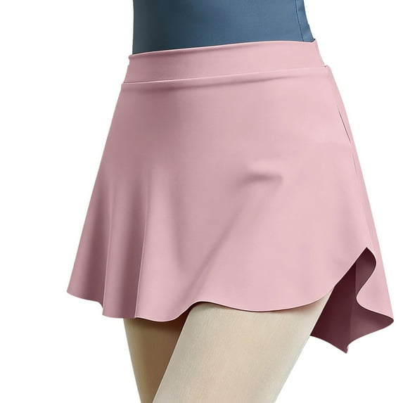 OGLCCG Girls Ballet Skirts Pull On Elastic Waist Side Slit Dancing Skirts Solid Color Soft Dance Mini Skirt for Ballerina 5-15 Years