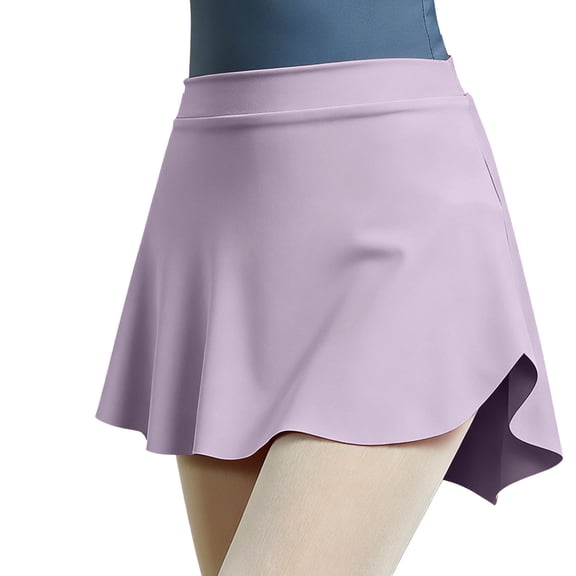 OGLCCG Girls Ballet Skirts Pull On Elastic Waist Side Slit Dancing Skirts Solid Color Soft Dance Mini Skirt for Ballerina 5-15 Years