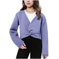 thumbnail image 1 of OGLCCG Girls Ballet Wrap Tops Kids Long Sleeve Velvet Inner V Neck Dance Sweater Soft Lightweight Winter Wrap Ballet Cardigans For Girls 4-13 Years, 1 of 6