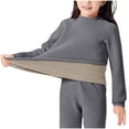 thumbnail image 1 of OGLCCG Girls Base Layer Thermal Shirt Winter Fleece Sherpa Lined Crewneck Pullover Sweatshirt Solid Color Thick Warm Tops 3-15 Years, 1 of 5