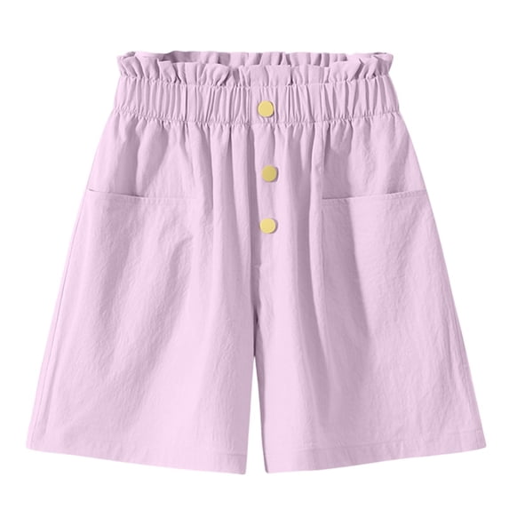 OGLCCG Girls Bermuda Shorts Casual Summer High Waist Long Sweat Shorts Loose Beach Lounge Shorts with Pockets 4-16 Years