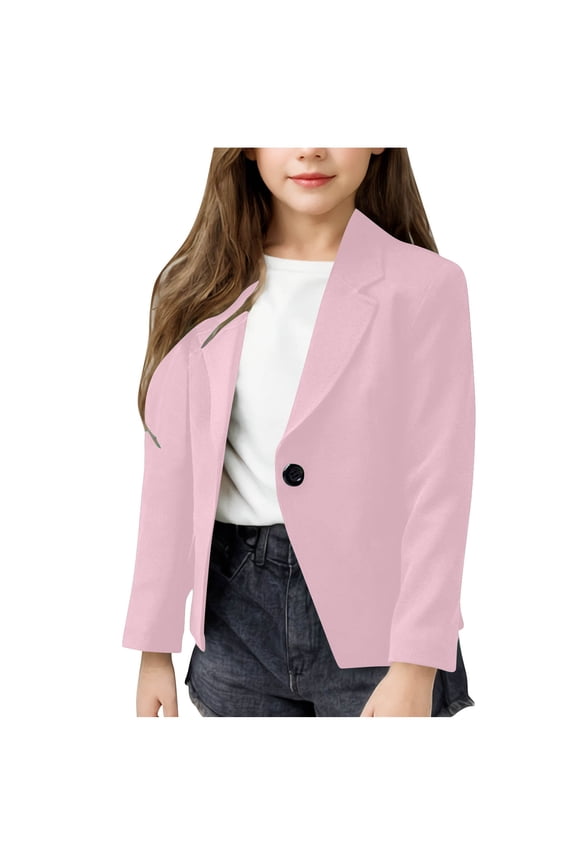 Girls Blazer Jacket Long Sleeve Shawl Collar Graduation Formal Blazers Open Front Suit Coat with Pockets Size 5-14