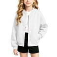 thumbnail image 1 of OGLCCG Girls Bomber Jackets Lightweight Button Down Kids Varsity Jacket School Uniform Baseball Jacket with Pockets 4-15 Years, 1 of 7