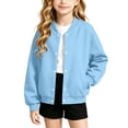 thumbnail image 1 of OGLCCG Girls Bomber Jackets Lightweight Button Down Kids Varsity Jacket School Uniform Baseball Jacket with Pockets 4-15 Years, 1 of 7