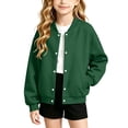 thumbnail image 1 of OGLCCG Girls Bomber Jackets Lightweight Button Down Kids Varsity Jacket School Uniform Baseball Jacket with Pockets 4-15 Years, 1 of 7