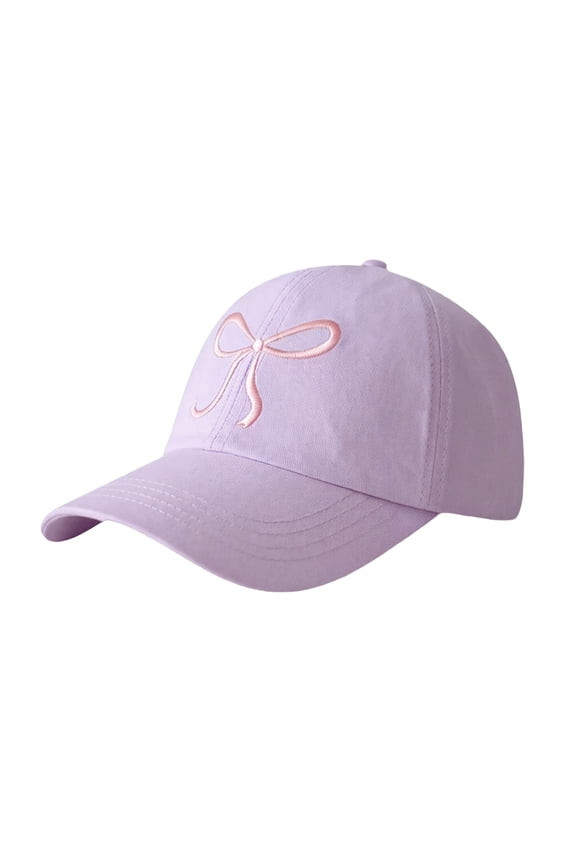 Girls Bowknot Embroidered Baseball Cap Trendy Adjustable Snapback Trucker Hat Outdoor Summer Girls Ponytail Hat 2-10 Years
