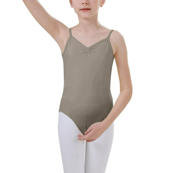 OGLCCG Girls Camisole Ballet Leotards with Adjustable Straps Kids Dance Bodysuit for Gymnastics Nude Leotard Seamless Undergarment 3-15 Years