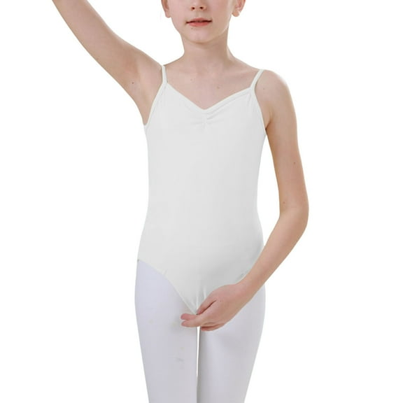 OGLCCG Girls Camisole Ballet Leotards with Adjustable Straps Kids Dance Bodysuit for Gymnastics Nude Leotard Seamless Undergarment 3-15 Years