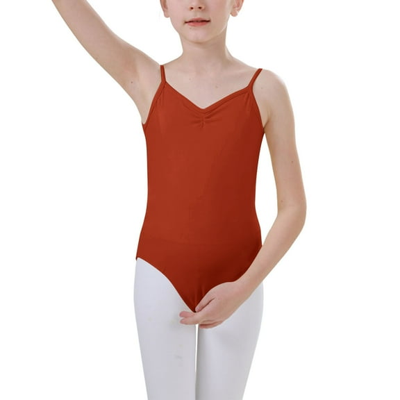 OGLCCG Girls Camisole Ballet Leotards with Adjustable Straps Kids Dance Bodysuit for Gymnastics Nude Leotard Seamless Undergarment 3-15 Years