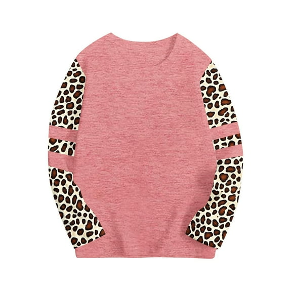 OGLCCG Girls Casual Long Sleeve T Shirts Kids Loose Soft Color Block Tunic Tops Spring Summer Fashion Leopard Print Tees Blouses 3-14 Years