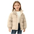 thumbnail image 1 of OGLCCG Girls Corduroy Puffer Jacket Kids Full Zip Thicked Warm Long Sleeve Quilted Down Coat Solid Color Outdoor Winter Thermal Outerwear 1-7 Years, 1 of 8