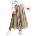thumbnail image 1 of OGLCCG Girls Cotton Linen Maxi Skirts High Waist Pleated A-Line Flowy Swing Long Skirts Solid Color Summer Boho Beach Skirts 4-15 Years, 1 of 6
