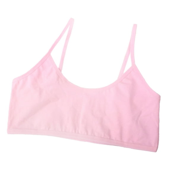 OGLCCG Girls Cotton Training Bra Solid Color Crop Cami Training Bras for Girls with Spaghetti Strap All Day Comfort Sports Bra 6-10 Years