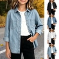 thumbnail image 1 of OGLCCG Girls Denim Shirt with Long Sleeves, Collared Button Down Shirt with Pockets,Casual Fall Jeans Shirts for Girls(Black,11-12 Years), 1 of 8
