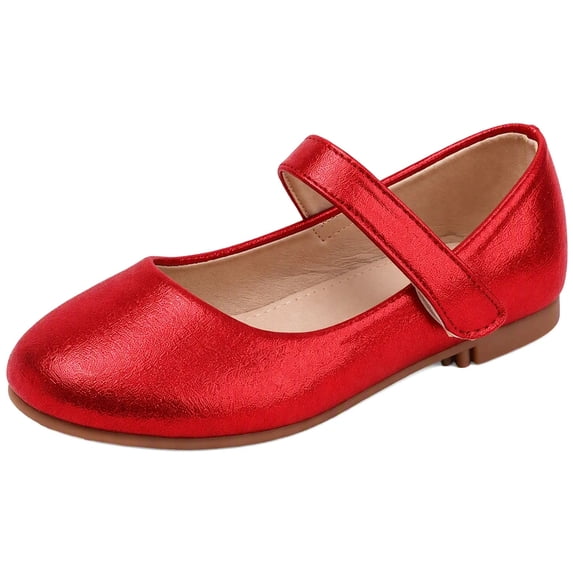 OGLCCG Girls Dress Shoes Kids Mary Jane Ballet Flats Round Toe Hook and Loop Non Slip Sole Princess Shoes for Birthday Party Size 4-11