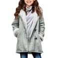 thumbnail image 1 of OGLCCG Girls' Faux Suede Jacket with Medium Length Sherpa Lined Hooded Winter Warm Coats Long Sleeve Button Up Fleece Jacket 5-14 Years, 1 of 4