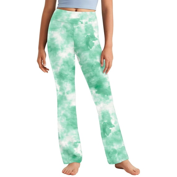 OGLCCG Girls' Flare Leggings Fashion Printed High Waisted Straight Leg Yoga Bootcut Pants Lightweight Full Length Bell Bottoms Athletic Leggings