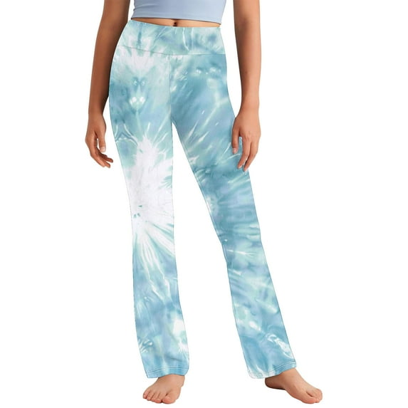 OGLCCG Girls' Flare Leggings Fashion Printed High Waisted Straight Leg Yoga Bootcut Pants Lightweight Full Length Bell Bottoms Athletic Leggings