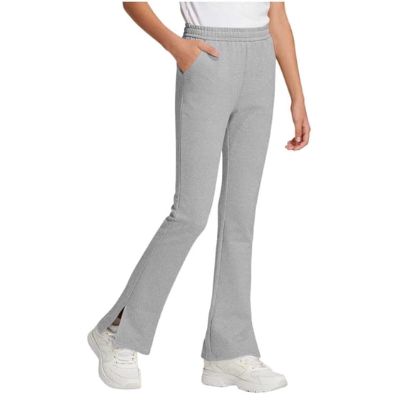 OGLCCG Girls' Flare Pants with Split Hem Elastic High Waist Yoga Bootcut Kids Cotton Stretch Athletic Bell Bottom Pants with Pockets 3-15 Years
