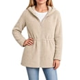 thumbnail image 1 of OGLCCG Girls Fleece Jacket with Hood Full Zip Fuzzy Sherpa Coat Long Sleeve Fall Winter Outwear with Pockets,Drawstring Waist(Beige,14-15 Years), 1 of 8