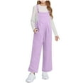 thumbnail image 1 of OGLCCG Girls Fleece Overalls Kids Winter Loose Wide Leg Jumpsuit Rompers with Pockets Soft Warm Plush Fuzzy Overalls 5-14 Years, 1 of 7