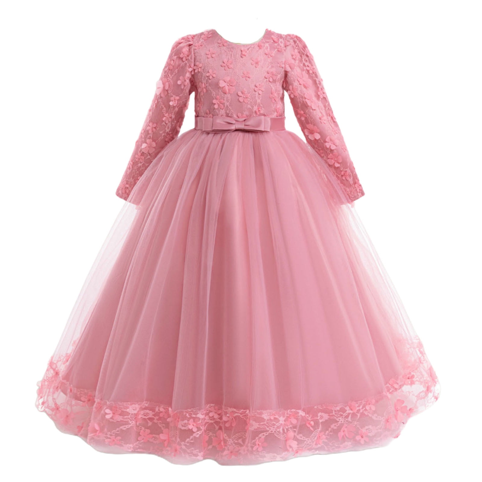 OGLCCG Girls Flower Dresses Crew Neck Floral Lace Embroidery Maxi Tulle — free download