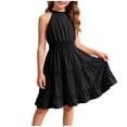 thumbnail image 1 of OGLCCG Girls Halter Neck Sleeveless Dress Casual Smocked High Waist Ruffle Layered Midi Dress Flowy Summer Dress for Teens 5-14 Years, 1 of 8