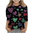 thumbnail image 1 of OGLCCG Girls Heart Printed 3/4 Sleeve Tops Loose Crewneck Tunic Pullover Tops Dressy Casual Cute Lightweight Valentines Shirts for Teens 3-12 Years, 1 of 4