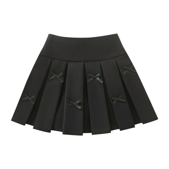 OGLCCG Girls High Waist Pleated Skirts Uniform School Skater Tennis Skirts with Lining Short Summer Solid Color Cute Bow A-line Mini Skirt 3-11 Years