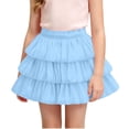 thumbnail image 1 of OGLCCG Girls Layered Tutu Skirt Ruffle Tiered Tulle Party Dance Skirt Summer Elastic High Waist Pleated Mini Skirts 3-11 Years, 1 of 7