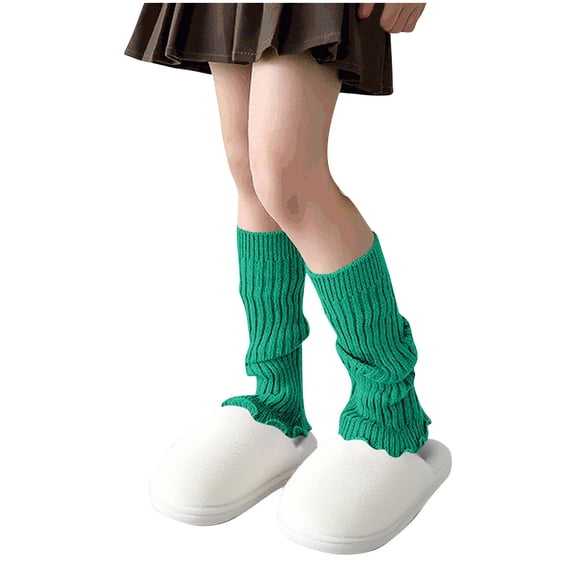OGLCCG Girls Leg Warmer Stockings Fashion Solid Color Retro Socks Knitted Leg Covers Crochet Winter Long Socks for Party Sports 5-16 Years