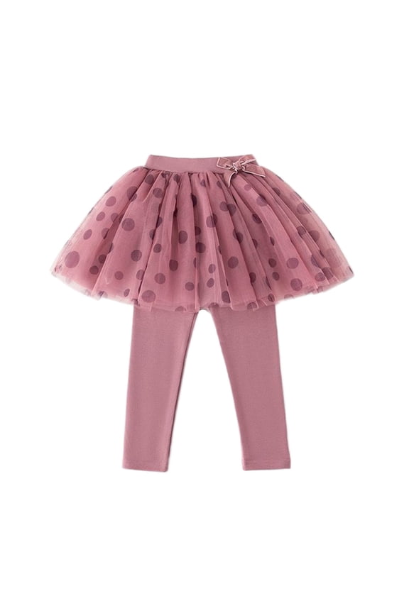 Girls Leggings with Lace Ruffle Tutu Skirt Fleece Lined Footless Tulle Skirt Pants High Waist Cotton Tutu Pants for Kids 2-12 Years