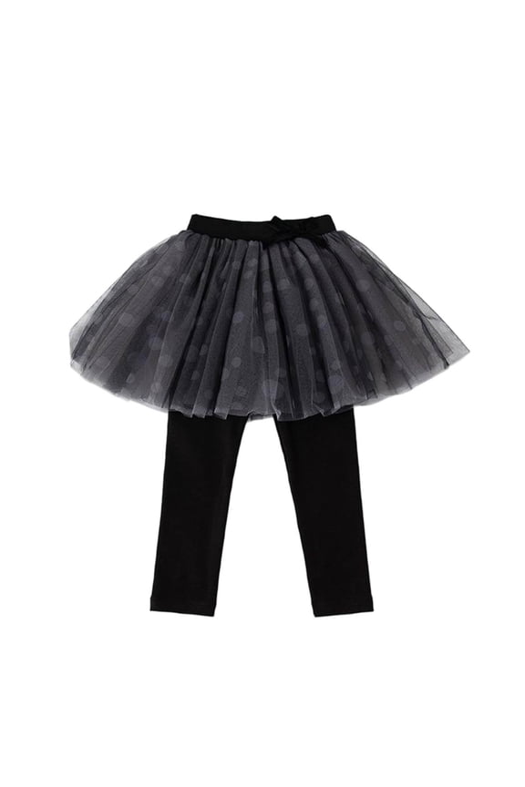Girls Leggings with Lace Ruffle Tutu Skirt Fleece Lined Footless Tulle Skirt Pants High Waist Cotton Tutu Pants for Kids 2-12 Years