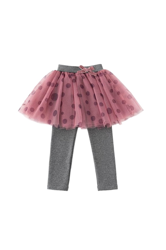 Girls Leggings with Lace Ruffle Tutu Skirt Fleece Lined Footless Tulle Skirt Pants High Waist Cotton Tutu Pants for Kids 2-12 Years
