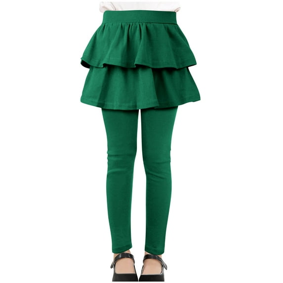 OGLCCG Girls Leggings with Skirts School Uniform Pants Leggings with Skirts Solid Color Soft Athletic Stretchy Warm Jegging 3-14 Years