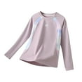 thumbnail image 1 of OGLCCG Girls Long Sleeve Athletic Shirts Kids Crewneck Quick Dry Workout Yoga Tops Basic Loose Fit Sport Performance Tees Activewear 5-15 Years, 1 of 5