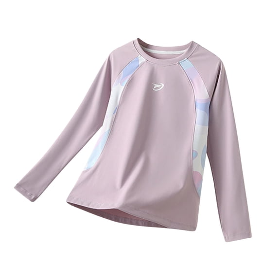 OGLCCG Girls Long Sleeve Athletic Shirts Kids Crewneck Quick Dry Workout Yoga Tops Basic Loose Fit Sport Performance Tees Activewear 5-15 Years