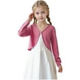 thumbnail image 1 of OGLCCG Girls Long Sleeve Bolero Cardigan Sweater Kids Cute Button Closure Cropped Shrug Soft Lightweight Dress Cover Up 5-14 Years, 1 of 6