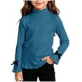 thumbnail image 1 of OGLCCG Girls Long Sleeve Shirts Lettuce Trim Mock Neck Slim Fit Blouses Kids Cute Bow Soft Base Layer Ruffle Tops 1-10 Years, 1 of 5